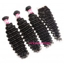 Wholesale deep wave 6A Grade Brazilian Virgin Hair wefts-HW006